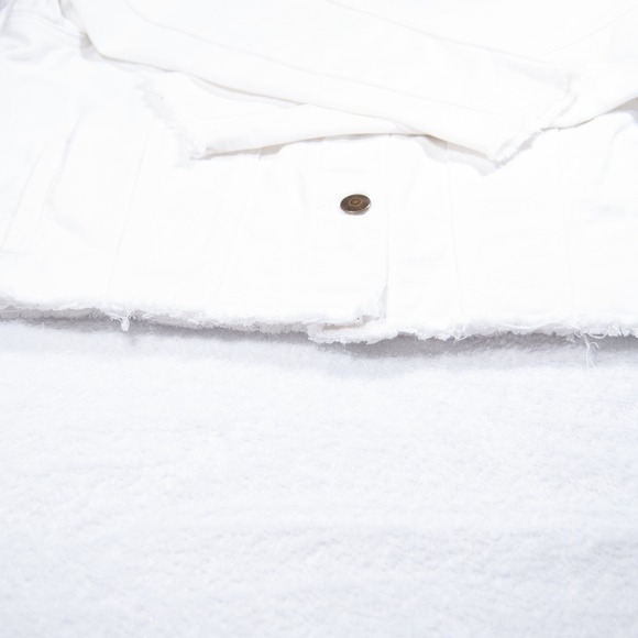 C&V Chelsea Violet White Denim Jacket Raw Hem Frayed Cropped Size M - Picture 8 of 10